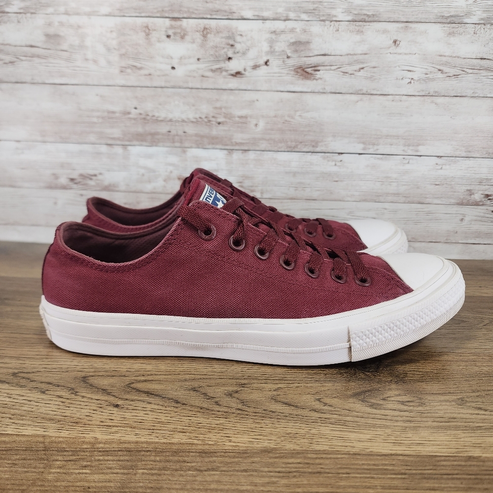 Converse Chuck Taylor Lunarlon Low Bordeaux  Maroon Canvas Sneakers Mens 9.5